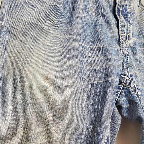 Request Jeans | Distressed Worked-In Flap Back Pocket Relaxed Straight Leg Jeans - Picture 10 of 11